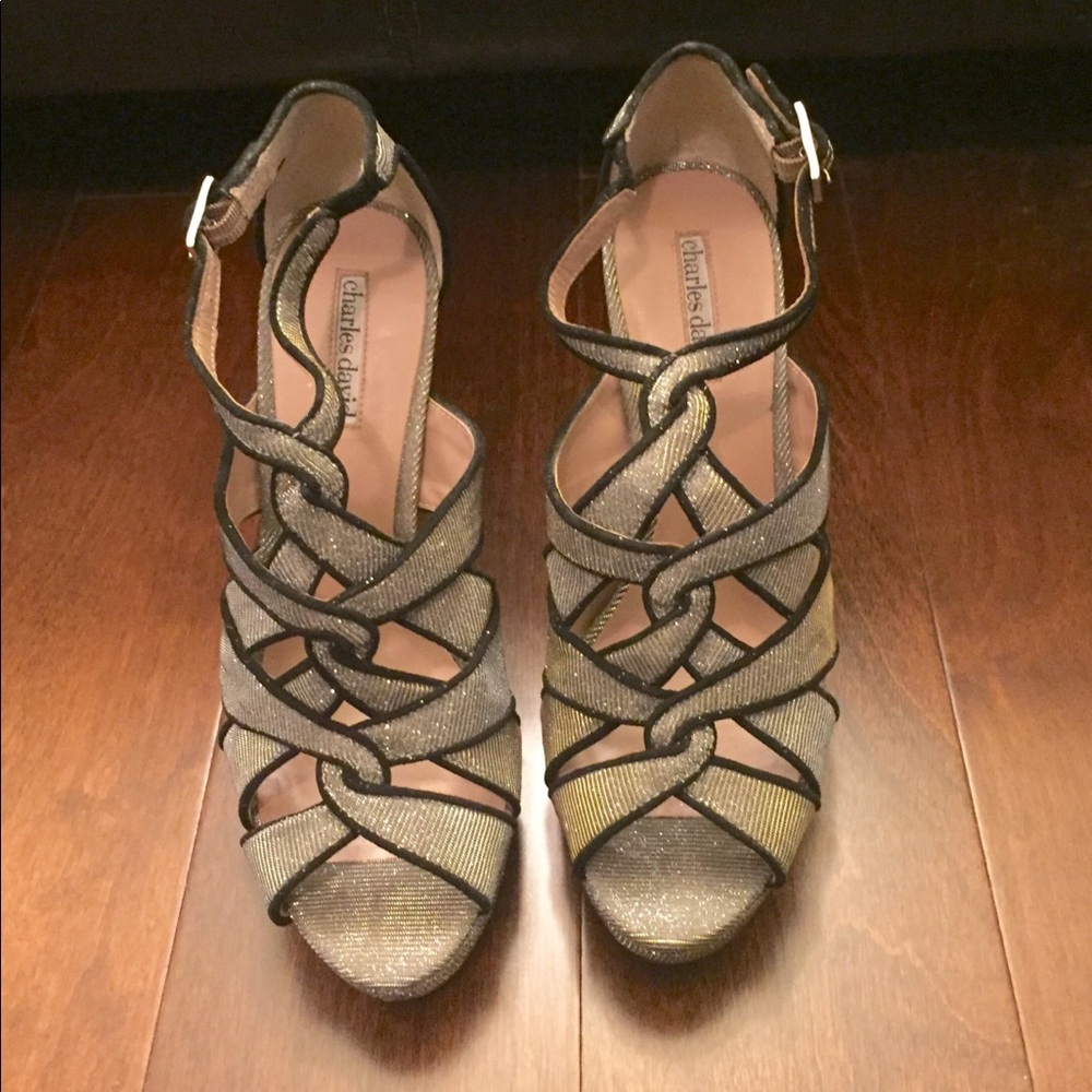 Charles David Musical Sandal in Silver & Black 9.5